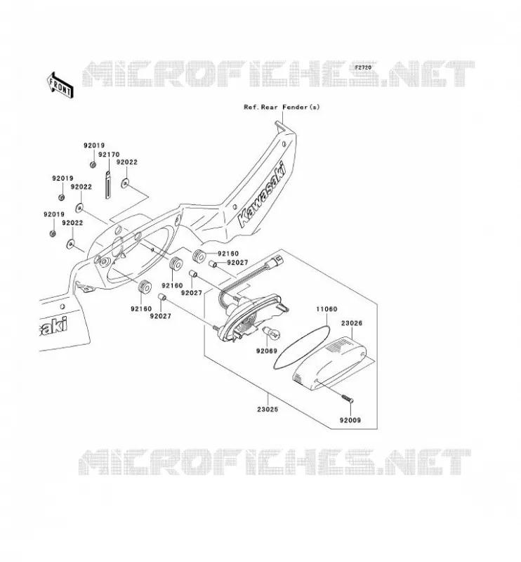 FEUX ARRI&Egrave;RE(S) Kawasaki QUAD 650 2008 KVF650 4X4I  KVF650F8F