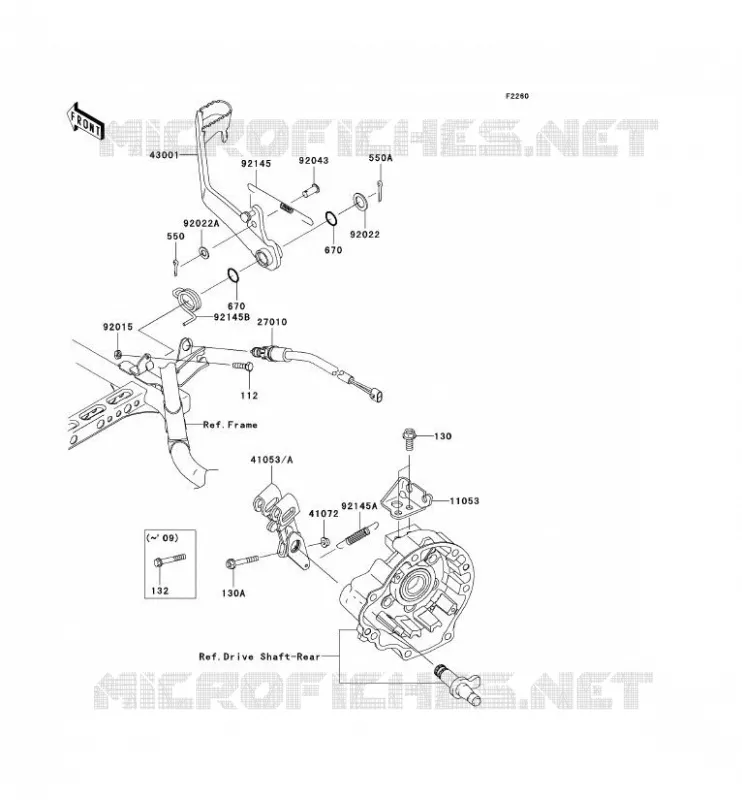 PEDALE DE FREIN Kawasaki QUAD 650 2009 KVF650 4X4I  KVF650F9F