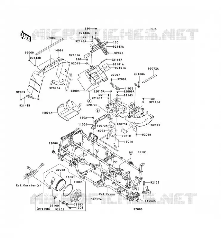PIECE DE CADRE (COUVERTURE) Kawasaki QUAD 650 2009 KVF650 4X4I  KVF650F9F