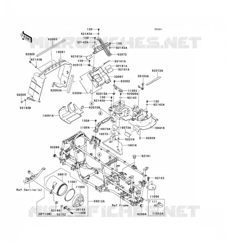 PIECE DE CADRE (COUVERTURE) Kawasaki QUAD 650 2012 KVF650 4X4I  KVF650FCF