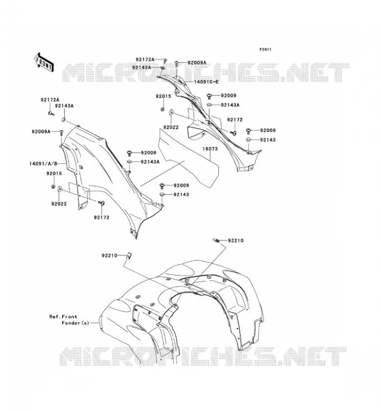 CACHE LAT&Eacute;RAL Kawasaki QUAD 650 2012 KVF650 4X4  KVF650FCS