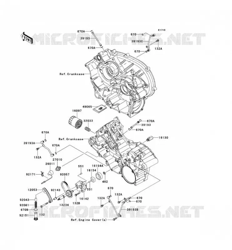 POMPE A HUILE/FILTRE &Agrave; HUILE Kawasaki QUAD 650 2014 KVF650 4X4I  KVF650FEF