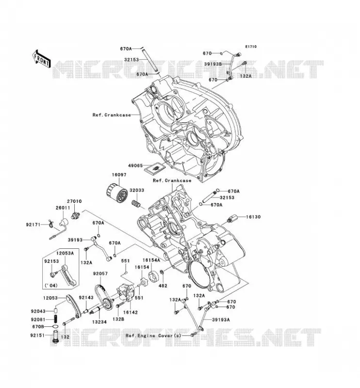 POMPE A HUILE/FILTRE &Agrave; HUILE Kawasaki QUAD 700 2004 KVF700 4X4  KVF700-A1