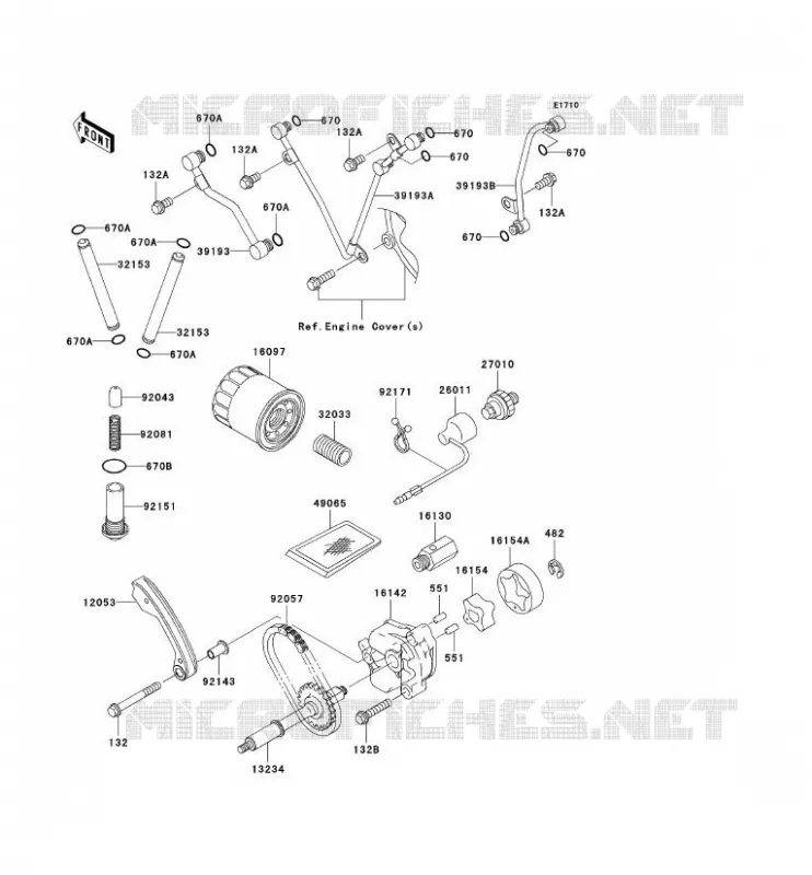POMPE A HUILE/FILTRE &Agrave; HUILE Kawasaki QUAD 700 2005 KVF700 4X4  KVF700-D1