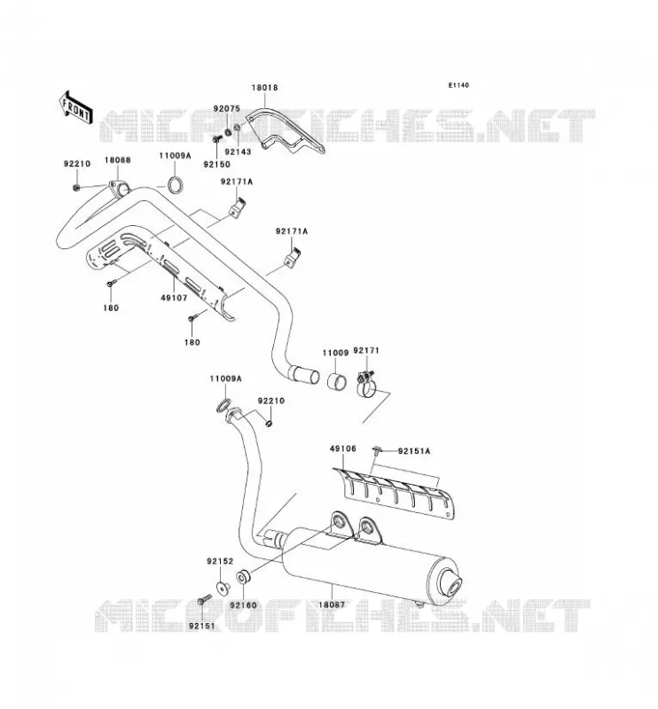 &Eacute;CHAPPEMENT Kawasaki QUAD 700 2006 KVF700 4X4  KVF700D6F