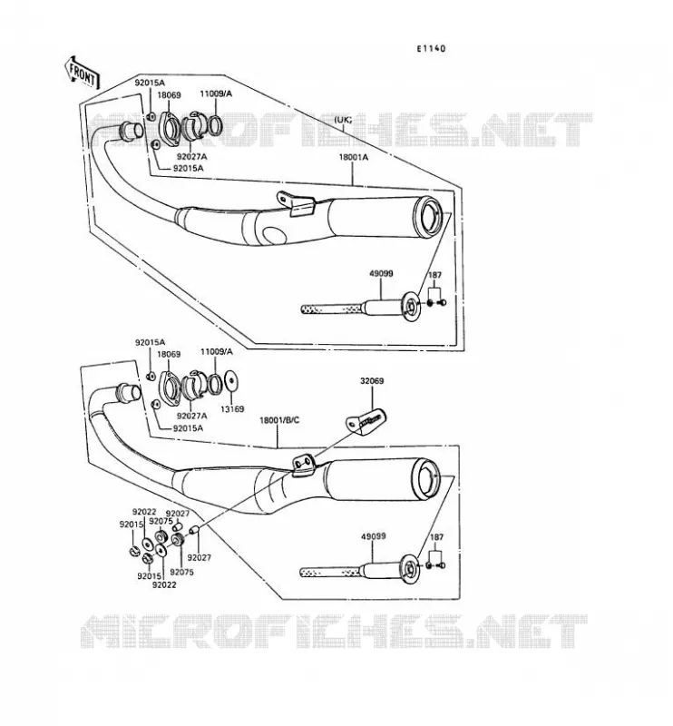 &Eacute;CHAPPEMENT Kawasaki MOTOS 50 1989 AR50  AR50-C7