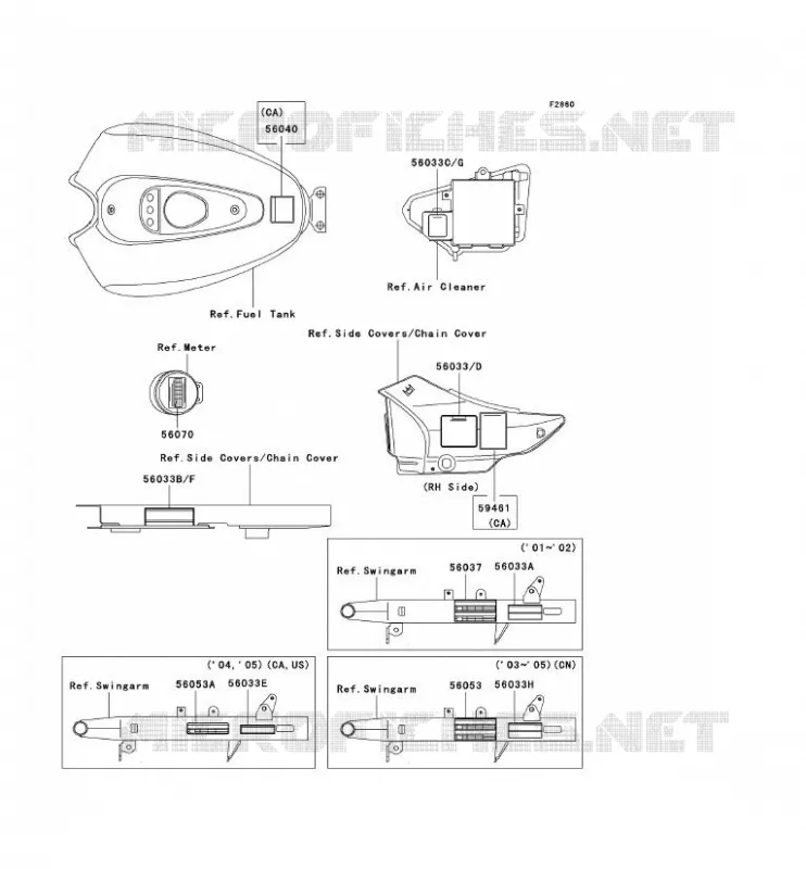 LABEL Kawasaki MOTOS 125 2003 ELIMINATOR 125  BN125-A6
