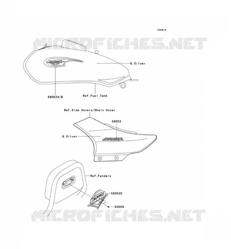 DECALS(SILVER) Kawasaki MOTOS 125 2007 ELIMINATOR 125  BN125A7F