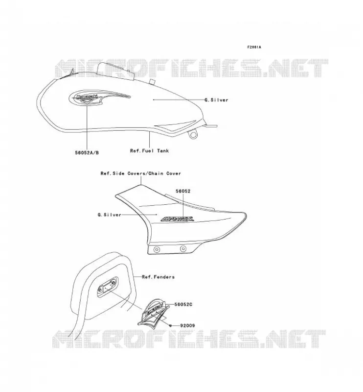 DECALS(SILVER) Kawasaki MOTOS 125 2007 ELIMINATOR 125  BN125A7F