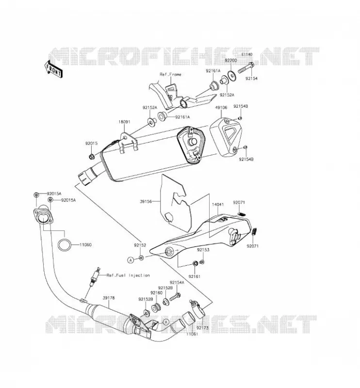 &Eacute;CHAPPEMENT Kawasaki MOTOS 250 2015 NINJA 250SL  BX250AFF