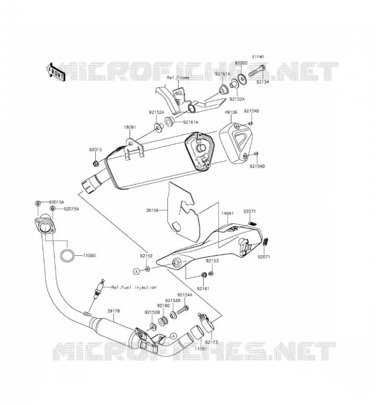 &Eacute;CHAPPEMENT Kawasaki MOTOS 250 2015 NINJA 250SL  BX250AFSA