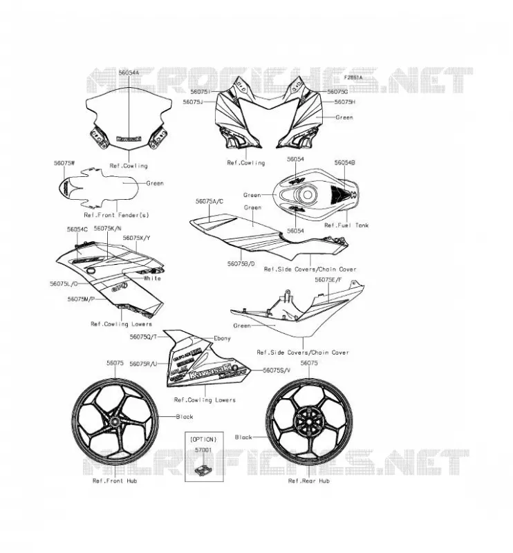STICKER(GREEN) Kawasaki MOTOS 250 2015 NINJA 250SL  BX250AFSA