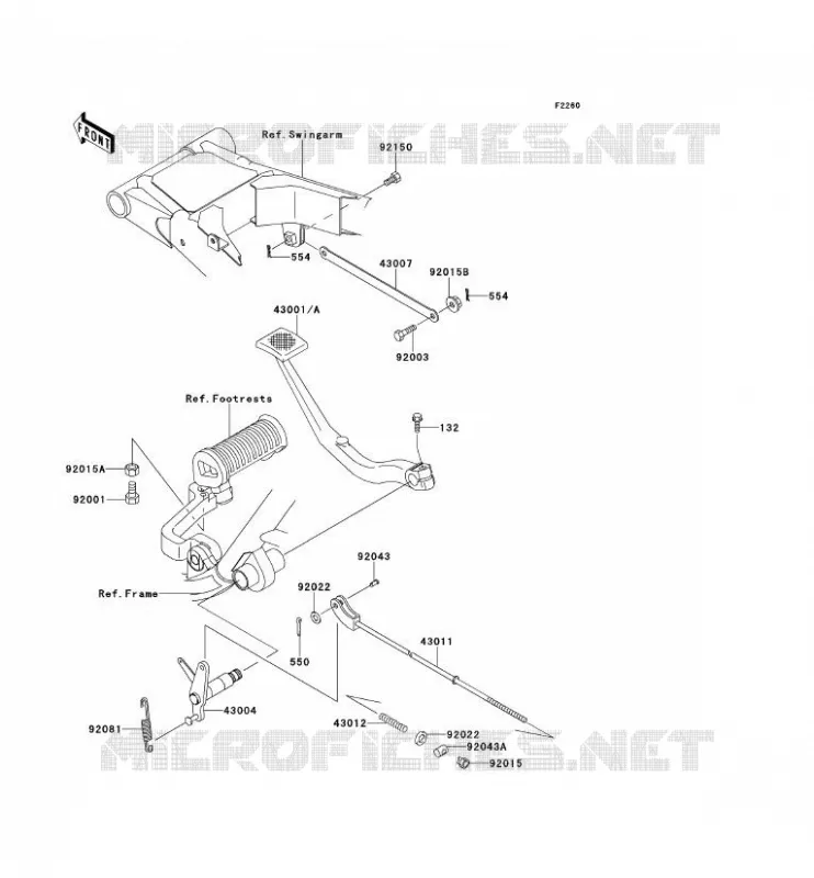 PEDALE DE FREIN/TORQUE LINK Kawasaki MOTOS 650 2000 W650  EJ650-A2