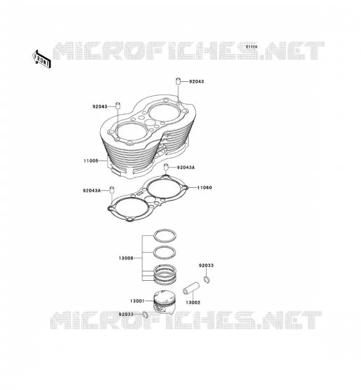 CYLINDRE/PISTON Kawasaki MOTOS 650 2001 W650  EJ650-C3