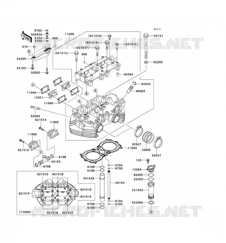 CULASSE Kawasaki MOTOS 650 2003 W650  EJ650-C5