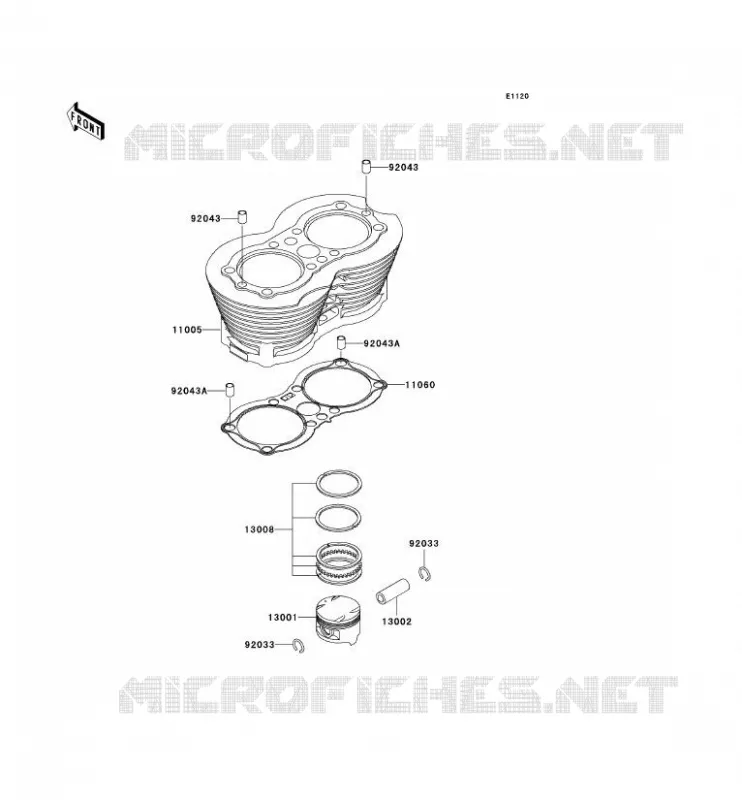 CYLINDRE/PISTON Kawasaki MOTOS 650 2003 W650  EJ650-C5