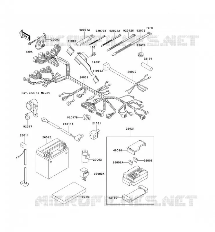 CHASSIS EQUIPMENT ELECTRIQUE Kawasaki MOTOS 650 2006 W650  EJ650C6F