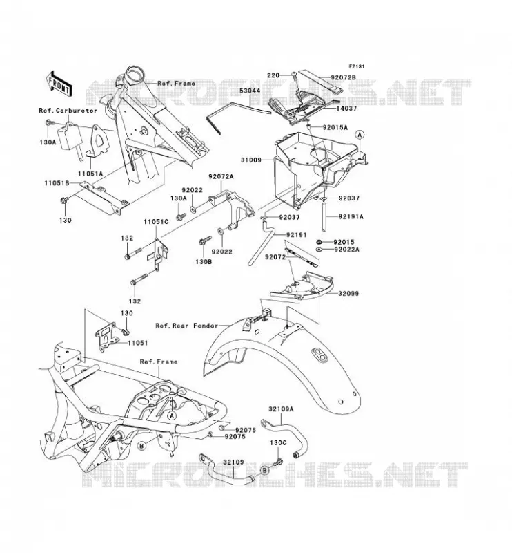 PIECE DE CADRE (COUVERTURE) Kawasaki MOTOS 650 2006 W650  EJ650C6F