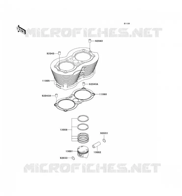 CYLINDRE/PISTON Kawasaki MOTOS 650 2005 W650  EJ650-C7P