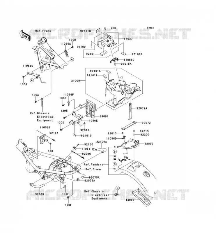 PIECE DE CADRE (COUVERTURE) Kawasaki MOTOS 800 2014 W800  EJ800AEF