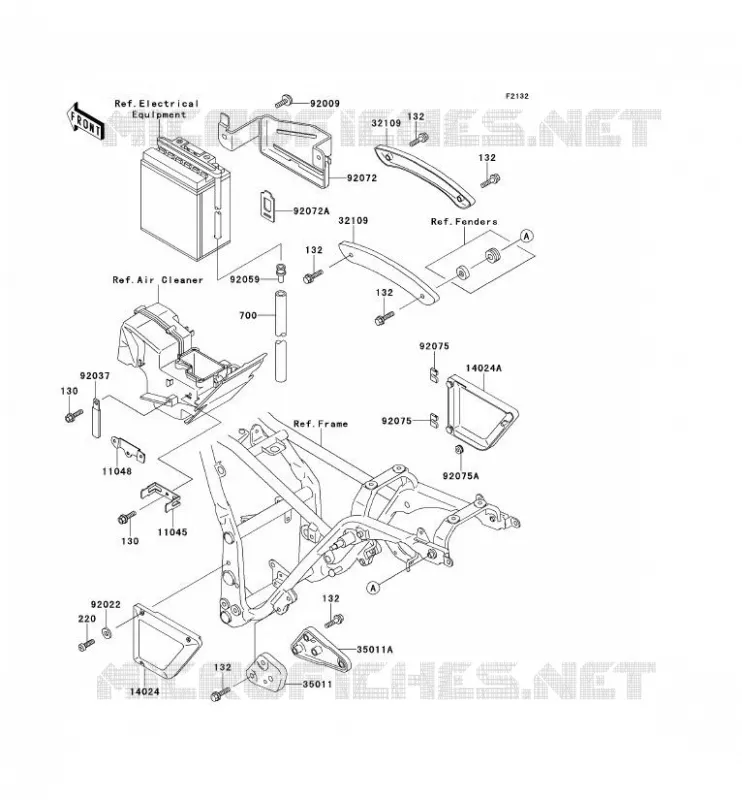 SUPPORT BATTERIE Kawasaki MOTOS 250 1991 ELIMINATOR 250  EL250-D2