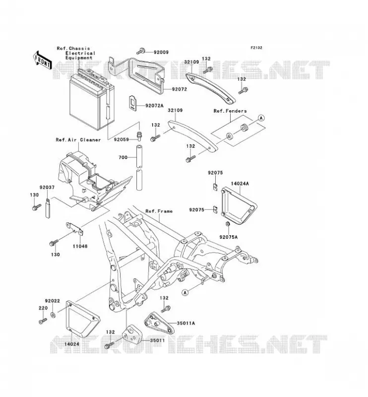 SUPPORT BATTERIE Kawasaki MOTOS 250 2001 ELIMINATOR 250  EL250-F5