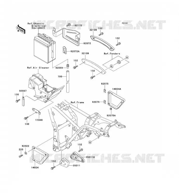 SUPPORT BATTERIE Kawasaki MOTOS 250 2003 ELIMINATOR 250  EL250-F6