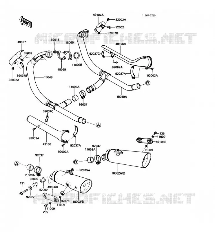 &Eacute;CHAPPEMENT Kawasaki MOTOS 450 1985 LTD450  EN450-A1