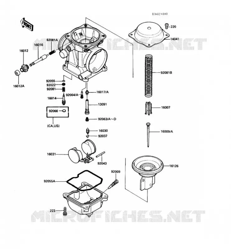PI&Egrave;CES DE CARBURATEUR Kawasaki MOTOS 450 1987 LTD450  EN450-A3