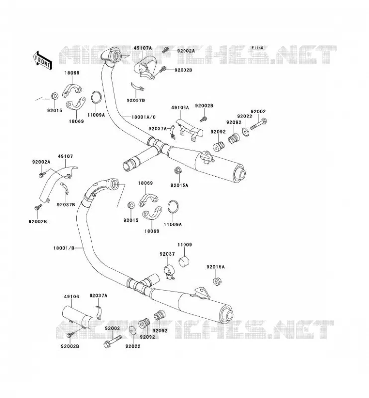 &Eacute;CHAPPEMENT Kawasaki MOTOS 500 1992 EN500  EN500-A3