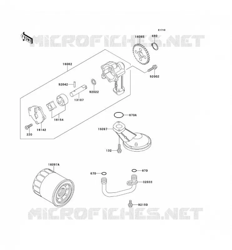 POMPE A HUILE/FILTRE &Agrave; HUILE Kawasaki MOTOS 500 1995 EN500  EN500-A6