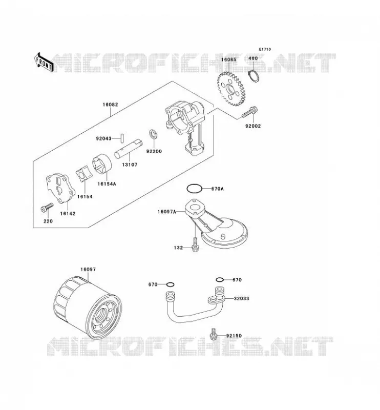 POMPE A HUILE/FILTRE &Agrave; HUILE Kawasaki MOTOS 500 2007 EN500 LTD  EN500C7F