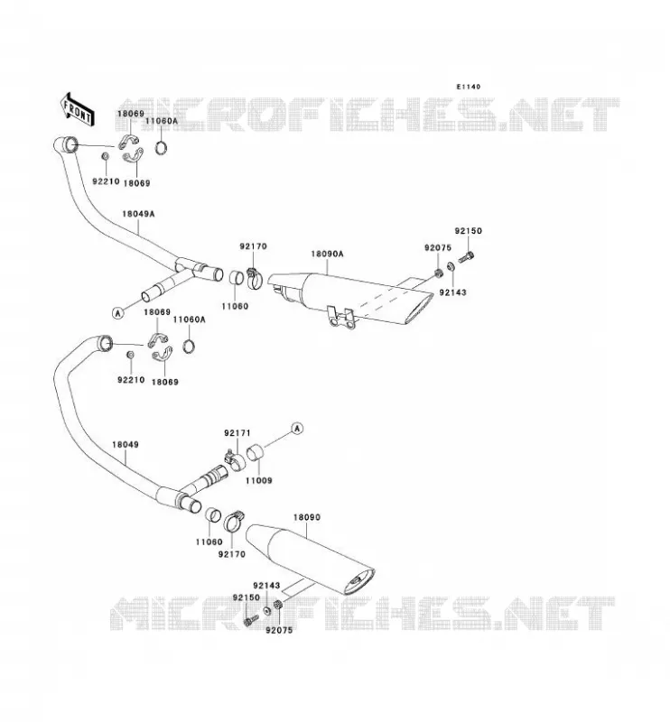 &Eacute;CHAPPEMENT Kawasaki MOTOS 500 2004 EN500 LTD  EN500-C9