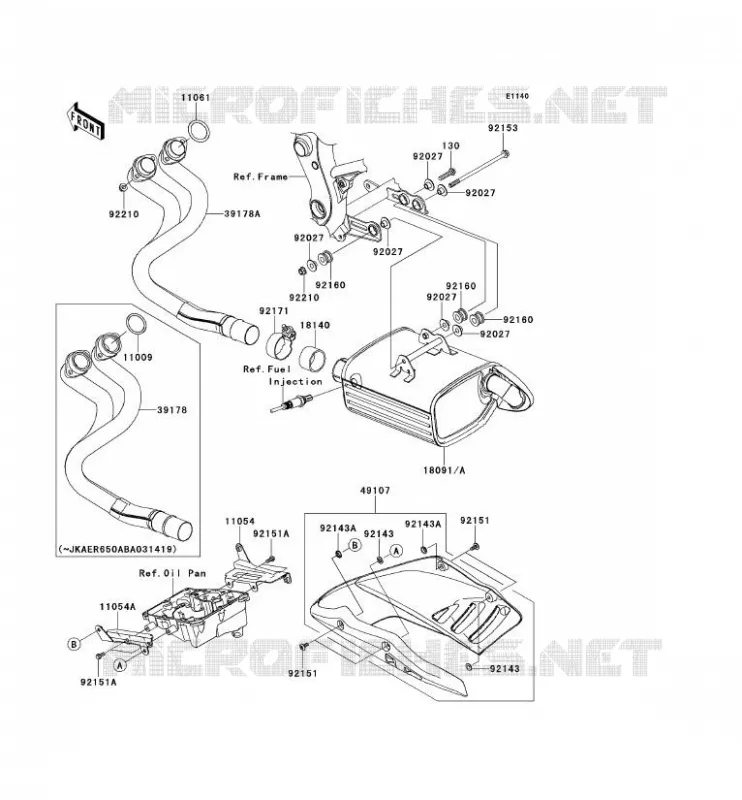 &Eacute;CHAPPEMENT Kawasaki MOTOS 650 2007 ER-6N ABS  ER650B7F