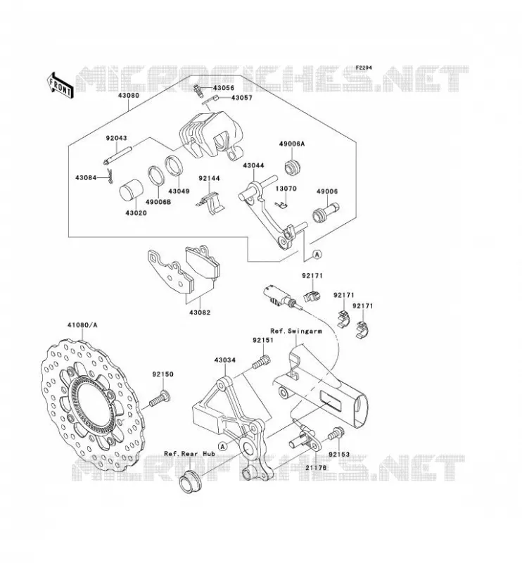 FREIN ARRIERE Kawasaki MOTOS 650 2009 ER-6N ABS  ER650D9F