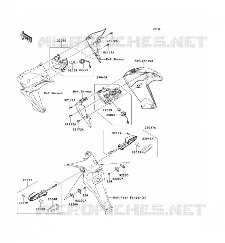CLIGNOTANTS Kawasaki MOTOS 650 2011 ER-6N ABS  ER650DBF