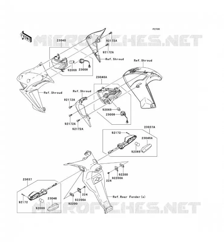 CLIGNOTANTS Kawasaki MOTOS 650 2011 ER-6N ABS  ER650DBF
