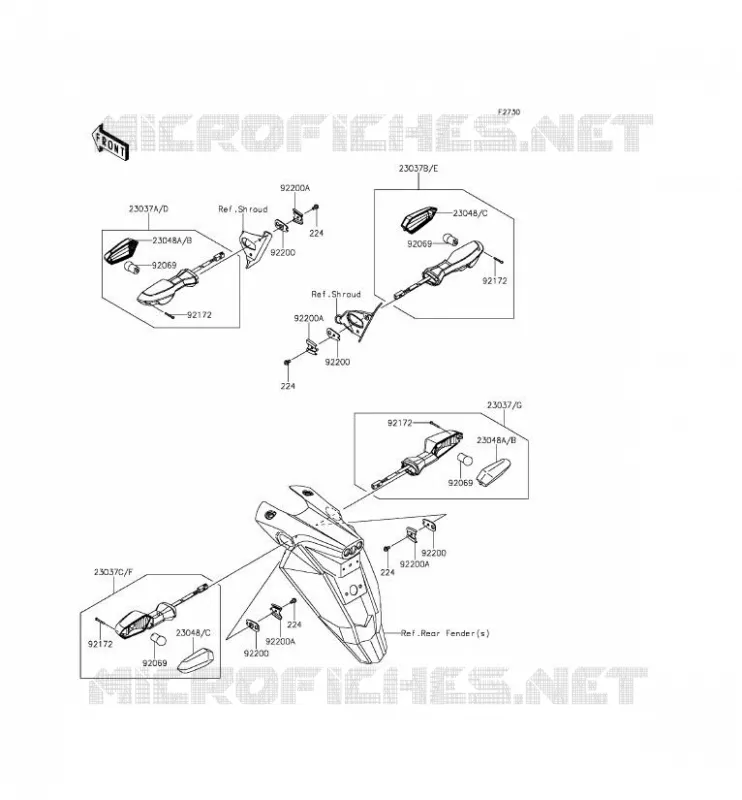 CLIGNOTANTS Kawasaki MOTOS 650 2012 ER-6N  ER650ECF