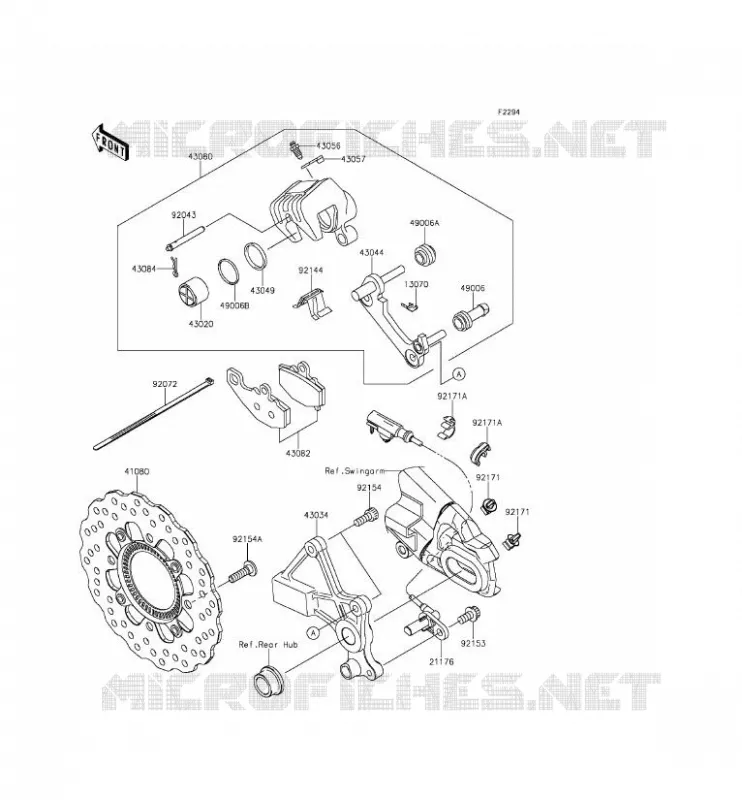 FREIN ARRIERE Kawasaki MOTOS 650 2014 ER-6N ABS  ER650FEF