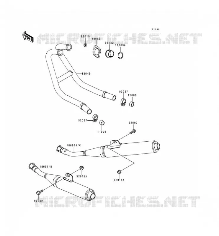 &Eacute;CHAPPEMENT Kawasaki MOTOS 250 2000 NINJA 250R  EX250-F14