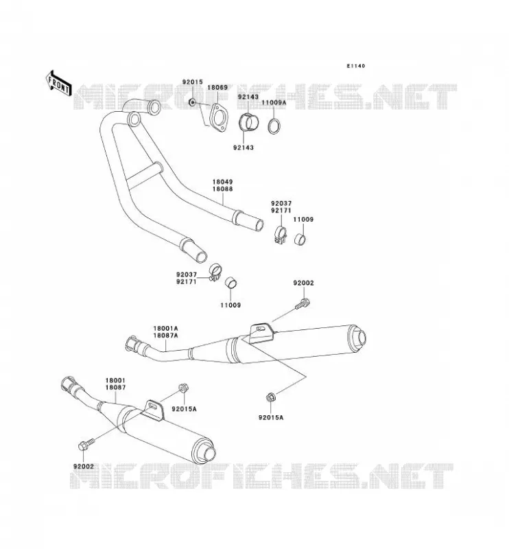 &Eacute;CHAPPEMENT Kawasaki MOTOS 250 2002 NINJA 250R  EX250-F16