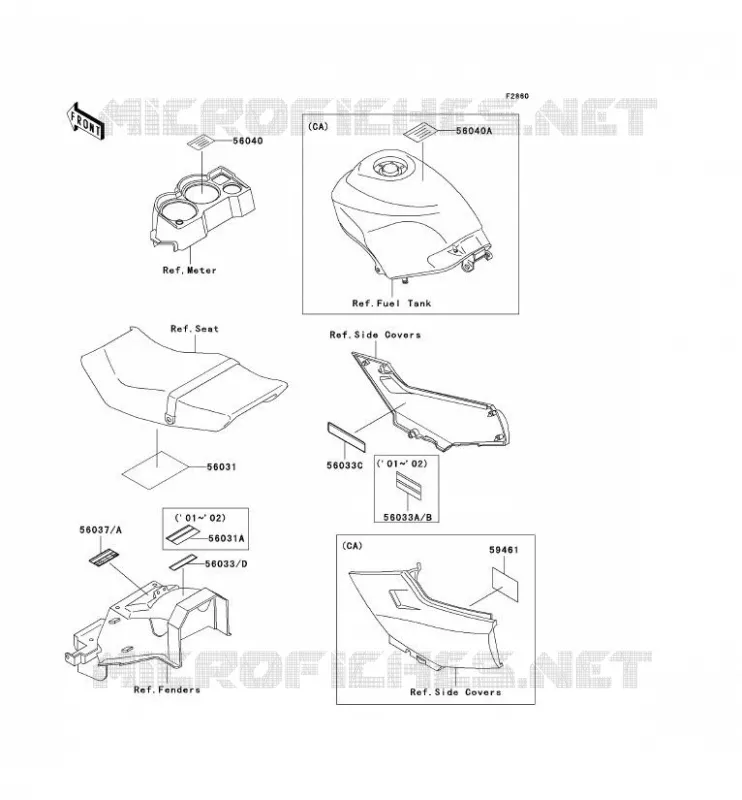 LABEL Kawasaki MOTOS 250 2004 NINJA 250R  EX250-F18