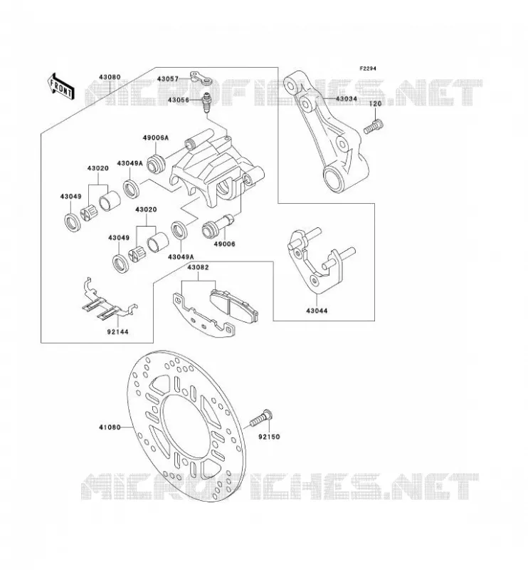 FREIN ARRIERE Kawasaki MOTOS 250 2006 NINJA 250R  EX250F6F