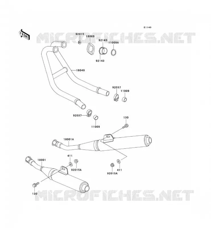 &Eacute;CHAPPEMENT Kawasaki MOTOS 250 2003 ZZR250  EX250-H14