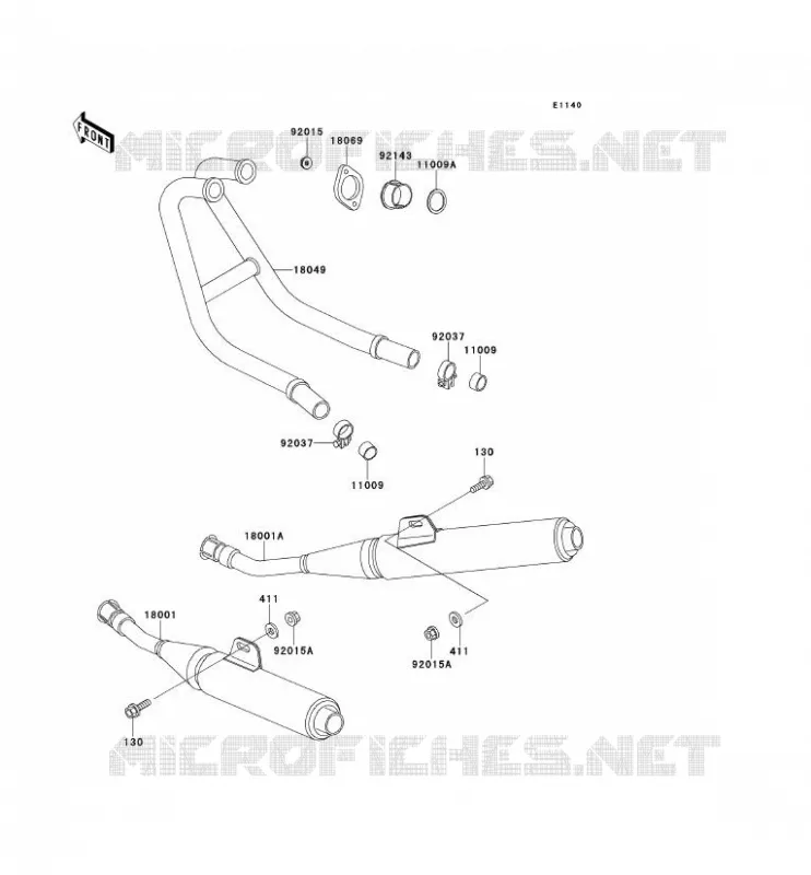 &Eacute;CHAPPEMENT Kawasaki MOTOS 250 1992 ZZR250  EX250-H3