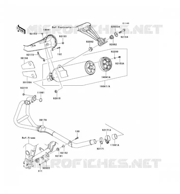 &Eacute;CHAPPEMENT Kawasaki MOTOS 250 2011 NINJA 250R  EX250JBFA