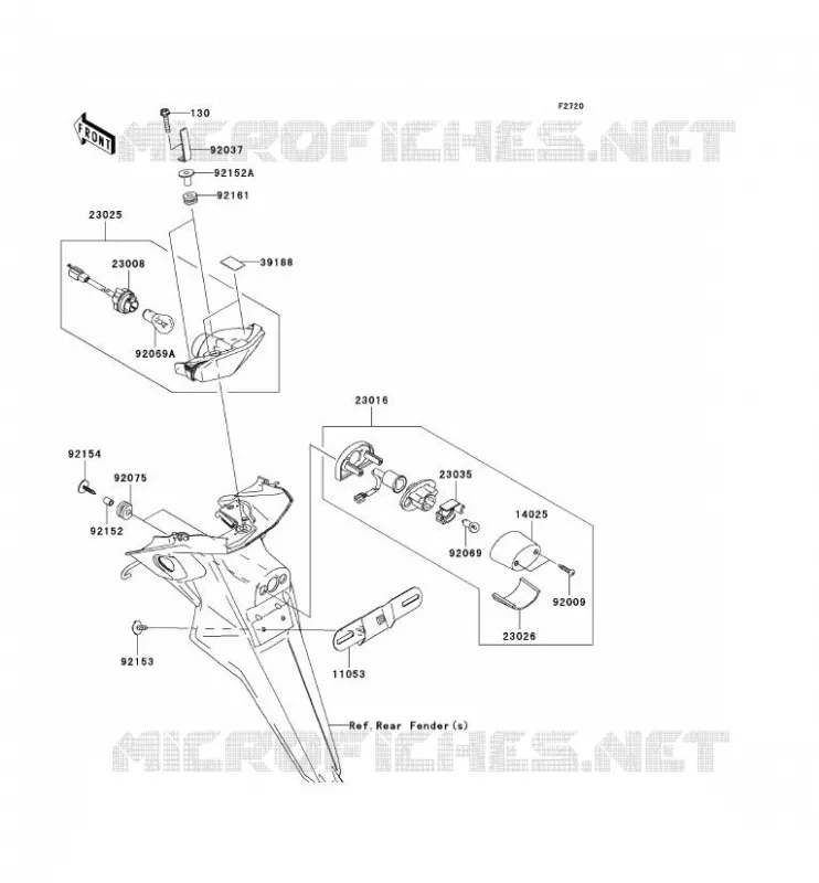 FEUX ARRI&Egrave;RE(S) Kawasaki MOTOS 250 2012 NINJA 250R  EX250JCFA