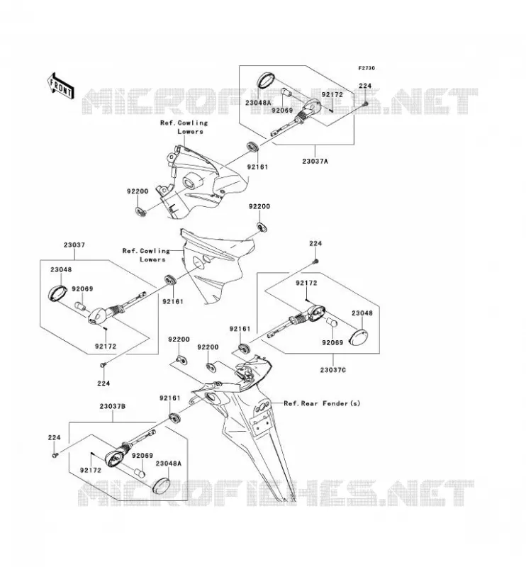 CLIGNOTANTS Kawasaki MOTOS 250 2009 NINJA 250R  EX250K9F