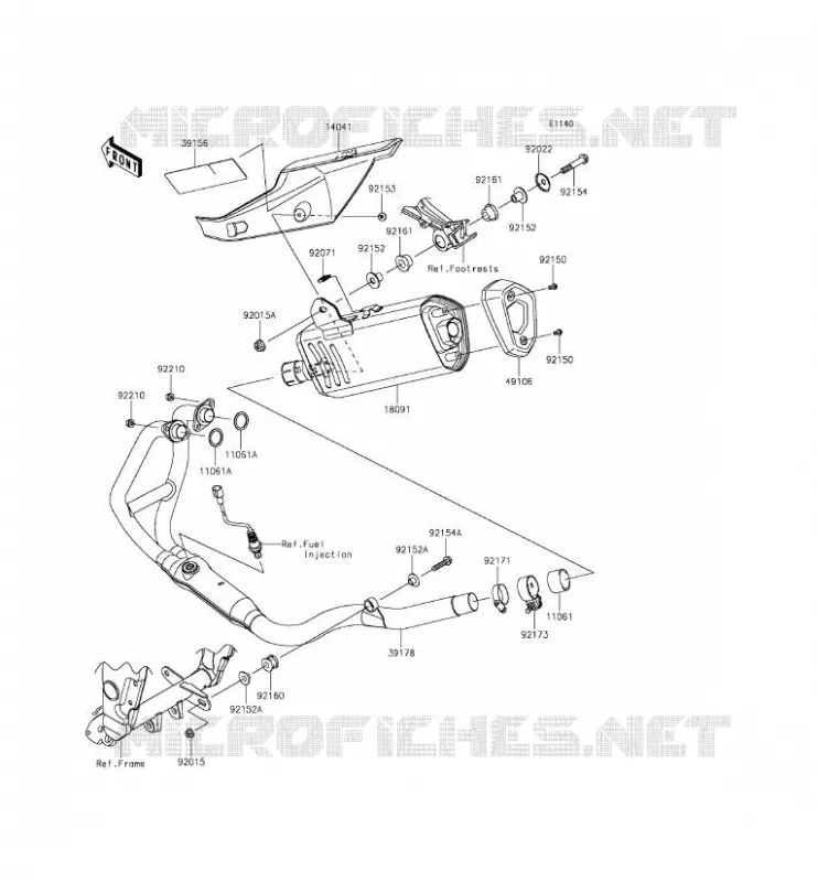 &Eacute;CHAPPEMENT Kawasaki MOTOS 300 2013 NINJA 300  EX300ADF
