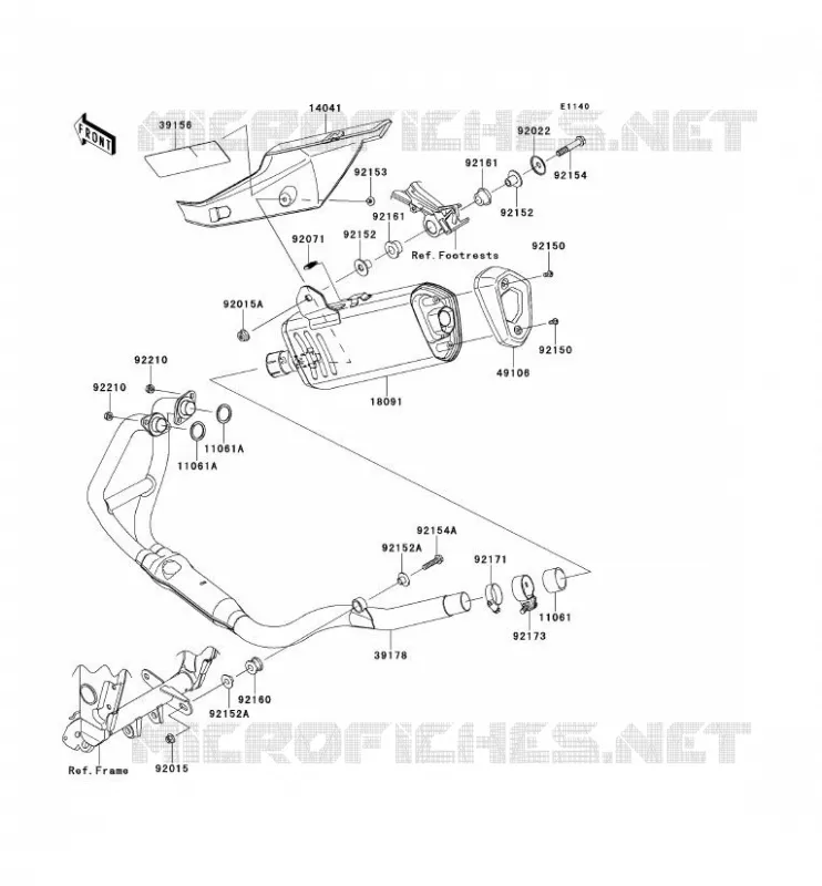 &Eacute;CHAPPEMENT Kawasaki MOTOS 300 2013 NINJA 300  EX300ADF